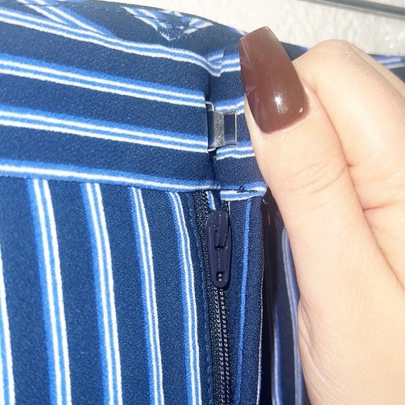 Banana Republic Ryan Tapered Striped Blue Dress Pants - Picture 4 of 11